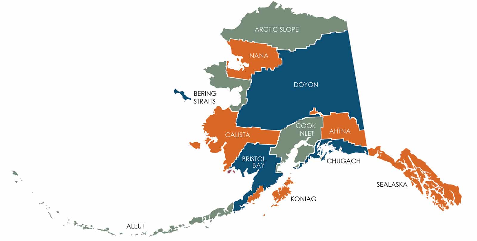 Map of the Alaska Native Claims Settlement Act (ANCSA) Regions