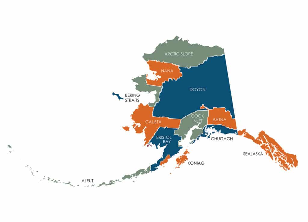 Alaska Native Corporations Map The Twelve Regions   ANCSA Regional Association